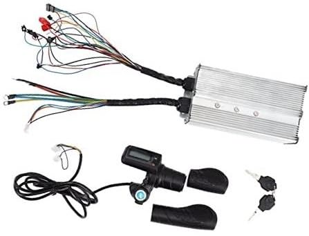 MUEOSI Controller-Kit for Elektrofahrräder, bürstenloses LCD-Anzeigefeld mit Metallgehäuse und halbgriffigem Lenker, for Elektroroller E-Bike Bürstenmotor Controller von MUEOSI