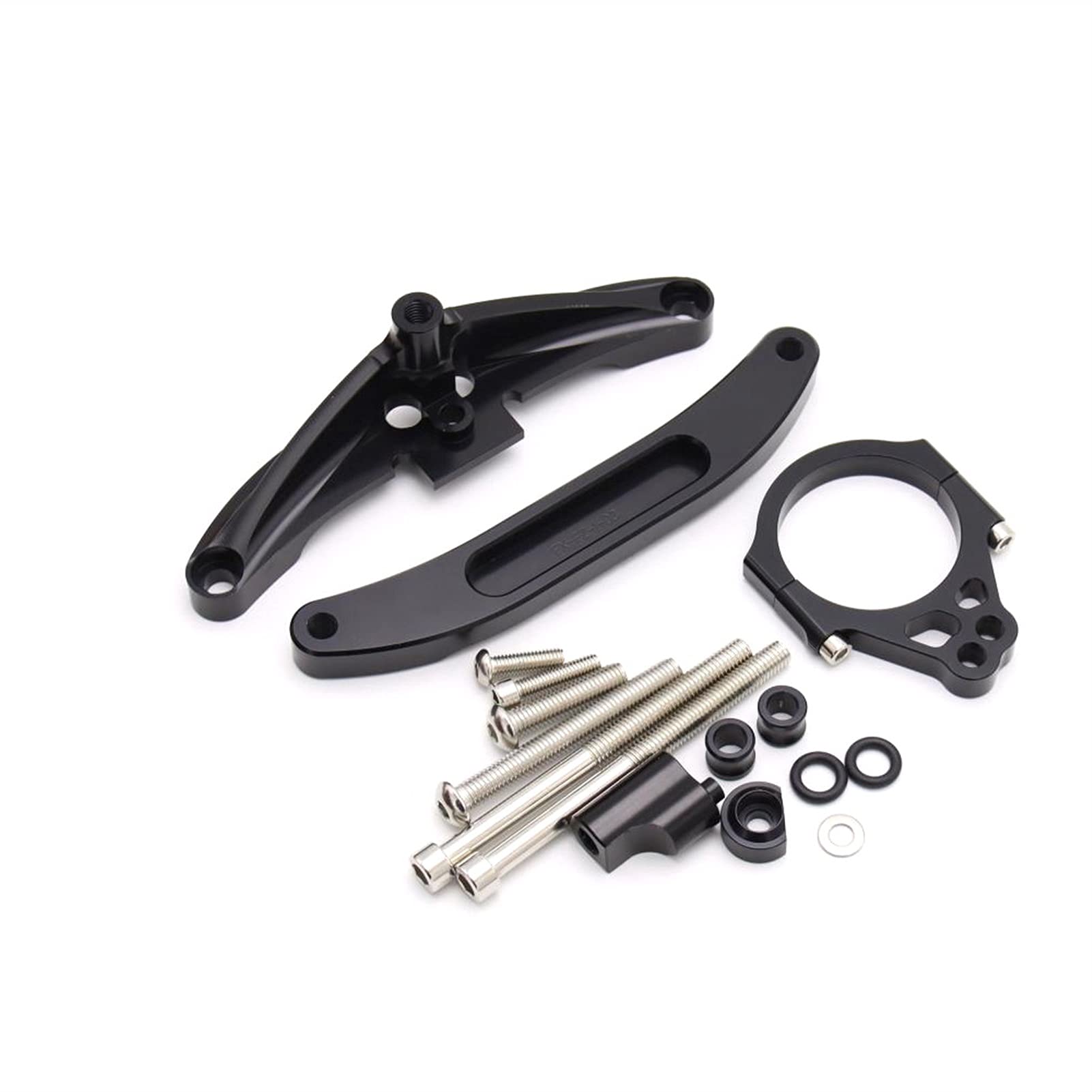 MUEOSI Einstellbarer Lenkungsdämpfer-Halterungssatz for Motorräder, for Yamaha, FZ1, for Fazer, FZ1-N 2006-2015, CNC-Aluminium universeller Motorrad Lenkungsdämpfer(Black) von MUEOSI