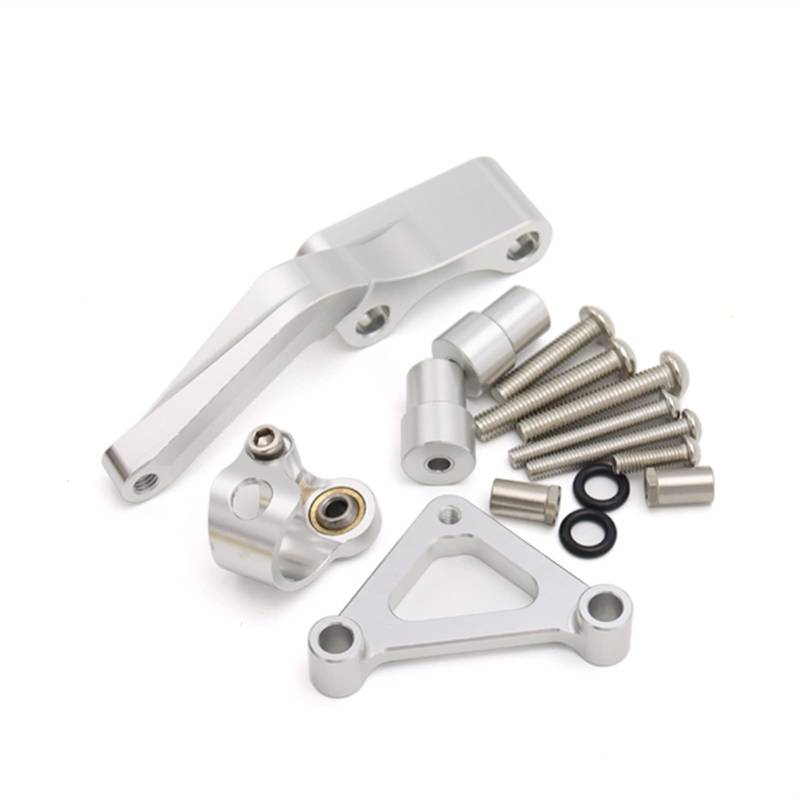 MUEOSI Einstellbarer Lenkungsstabilisierungsdämpfer-Halterungssatz for Motorräder, for 696 796 795 1100, for Monster, CNC-Aluminium universeller Motorrad Lenkungsdämpfer(Sliver) von MUEOSI