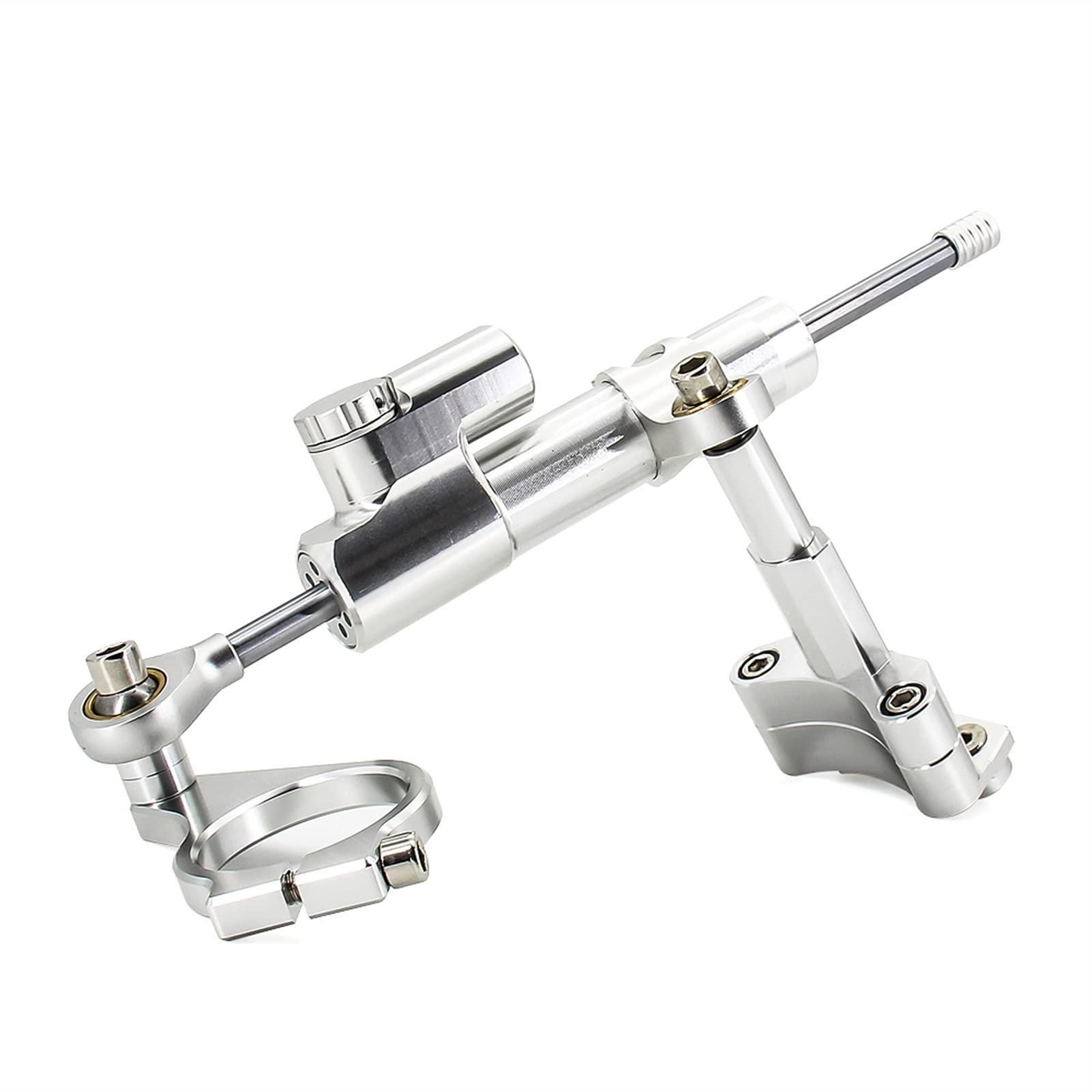 MUEOSI Halterungsunterstützung for Motorradstabilisator-Lenkungsdämpfer-Montagesatz for CBR650F CBR 650 F 2014-2019 universeller Motorrad Lenkungsdämpfer(Silver Set) von MUEOSI