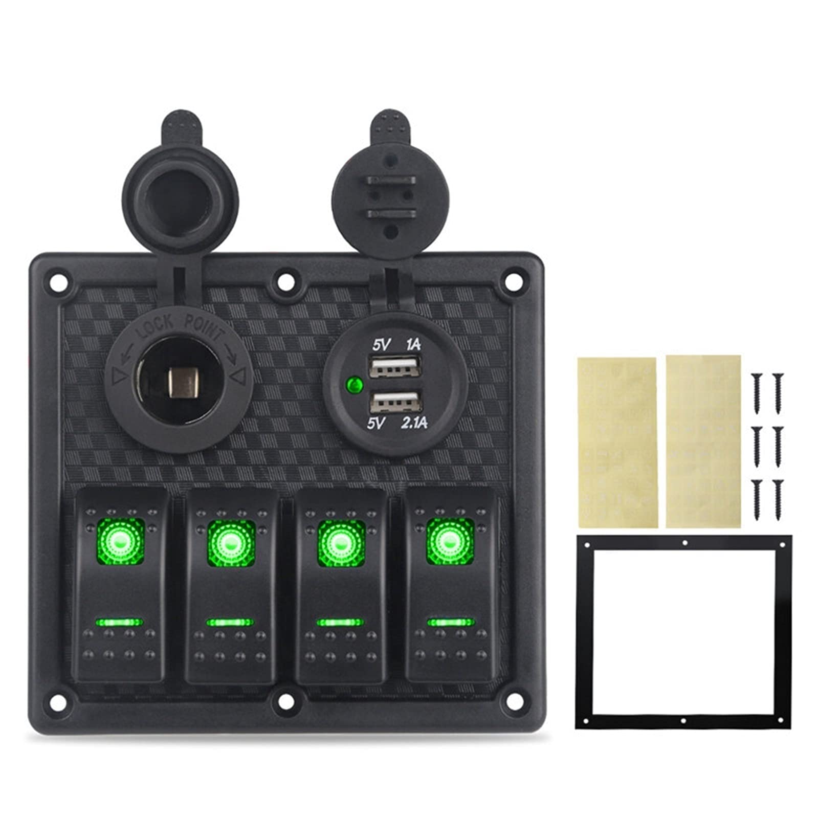 MUEOSI Herorider Boot Wippschalter Panel Dual USB Ladegerät Zigarettenanzünder, for Auto Schalter Panel Schalter USB Marine Schalter Panel elektrische Schalttafel(Green) von MUEOSI