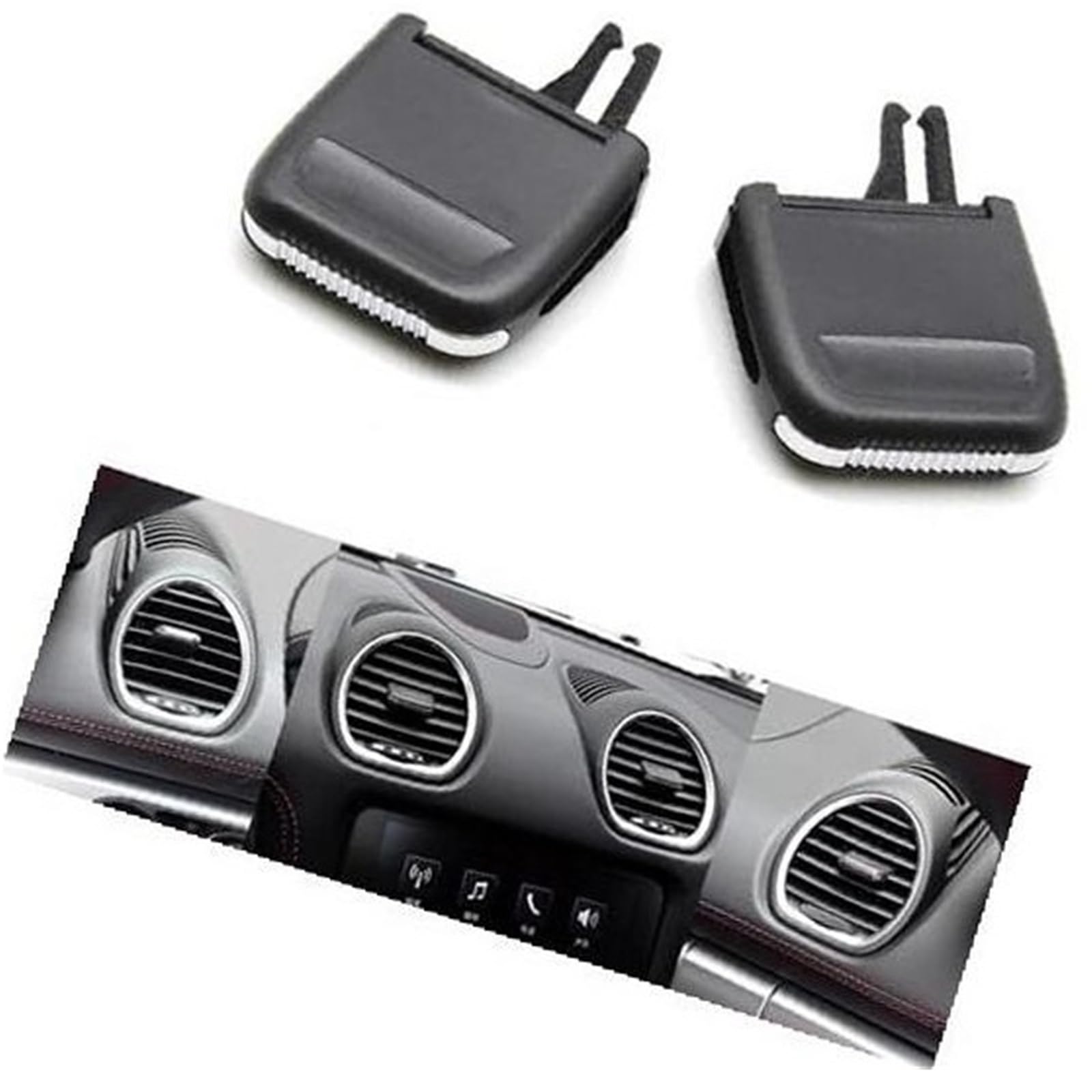 MUEOSI Innenraum Auto Front Klimaanlage AC Vent Grille Tab Clip Slider Reparatursatz, for Boxster, for Cayman 2016-2021 Entlüftungslaschenclip(Black 2 pcs) von MUEOSI