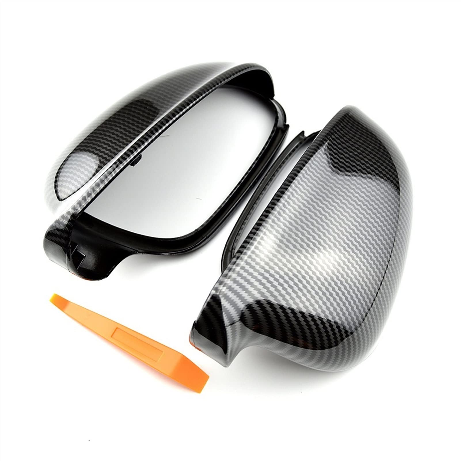 MUEOSI Mode helle schwarze Spiegelabdeckung Rückspiegelkappe, for VW, for Passat, B6 R36, for Golf 5, for Jetta, MK5 Außenspiegel-Abdeckkappe(Carbon Look black) von MUEOSI