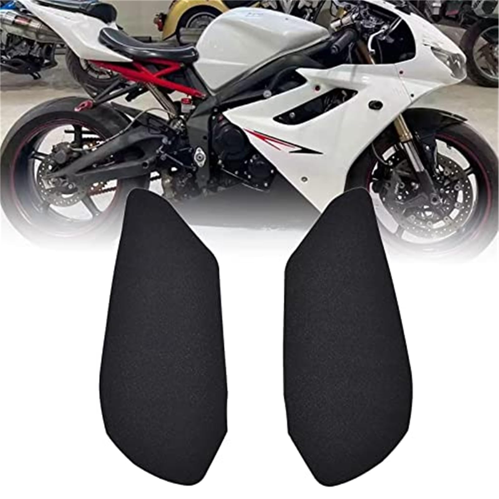 MUEOSI Motorrad-Tankpad, rutschfeste seitliche Kraftstofftankaufkleber, wasserdichtes Pad, Lederaufkleber, Traktionspad, for Triumph, for Daytona 675R 675 R 675-R 2 2011–2012 Panzerpolster von MUEOSI