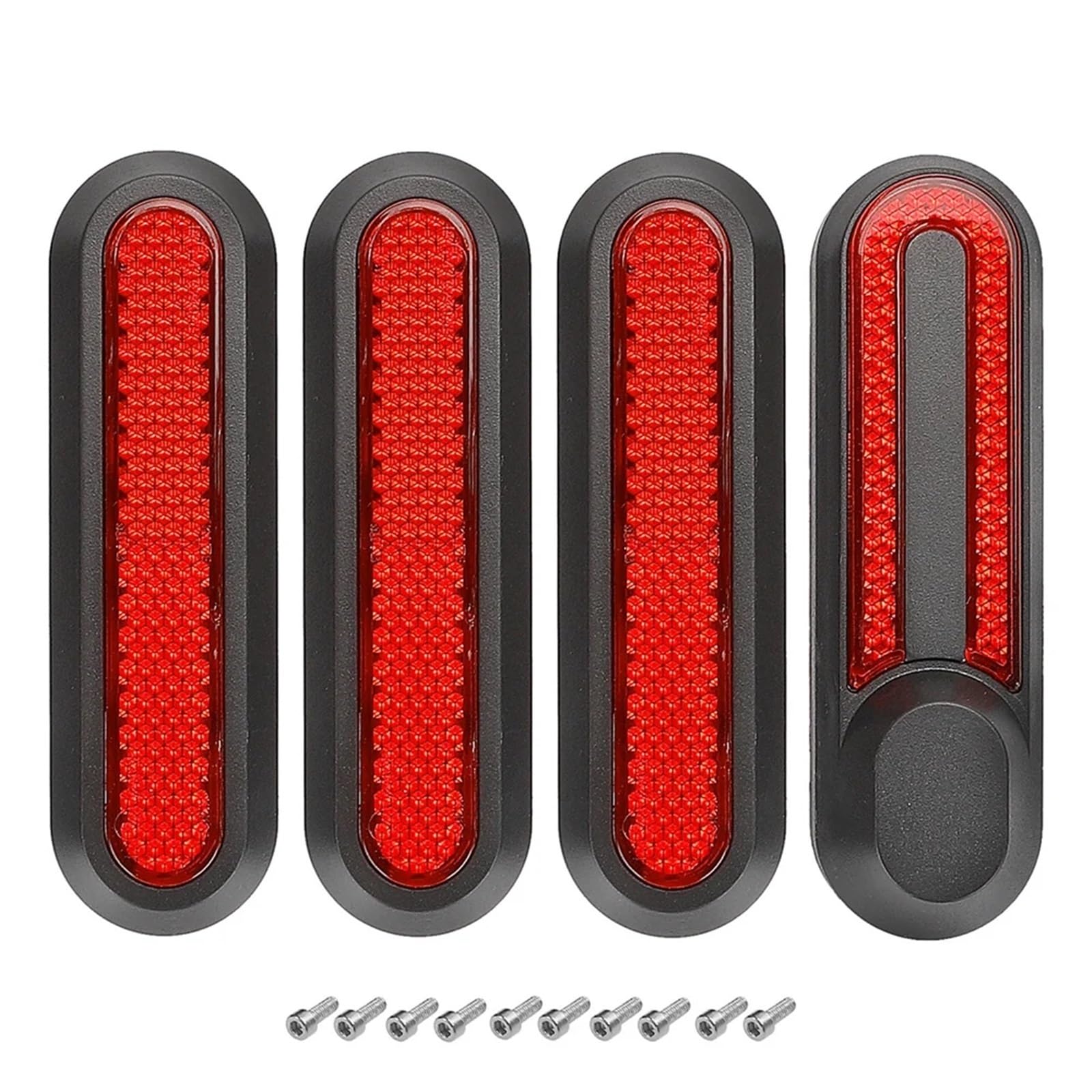 MUEOSI Radkappen-Schutzschale, reflektierend, for Xiaomi, M365 Pro 2 1S Elektroroller, vordere und hintere Radkappe, Sicherheits-Nachtreflektor-Aufkleber Reflexstreifen(Red-4pcs) von MUEOSI