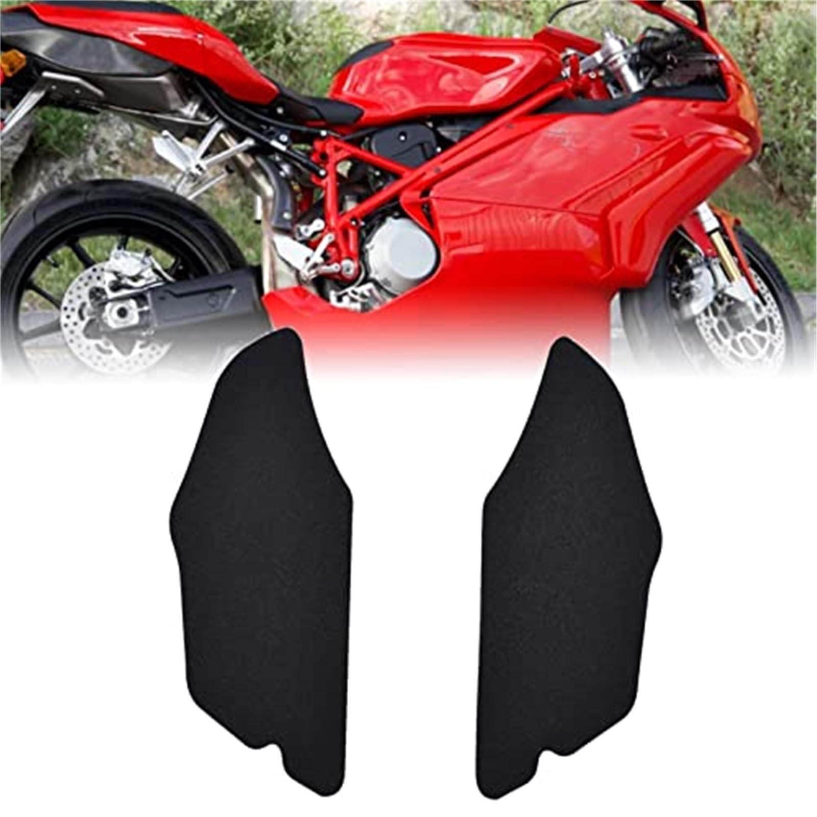 MUEOSI Tankpad Motorrad PVC Leder Tank Traction Pad Side Gas Kniegriffschutz, for Ducati, for 749 999 2003 2004 2005 2006 Zubehör Panzerpolster von MUEOSI