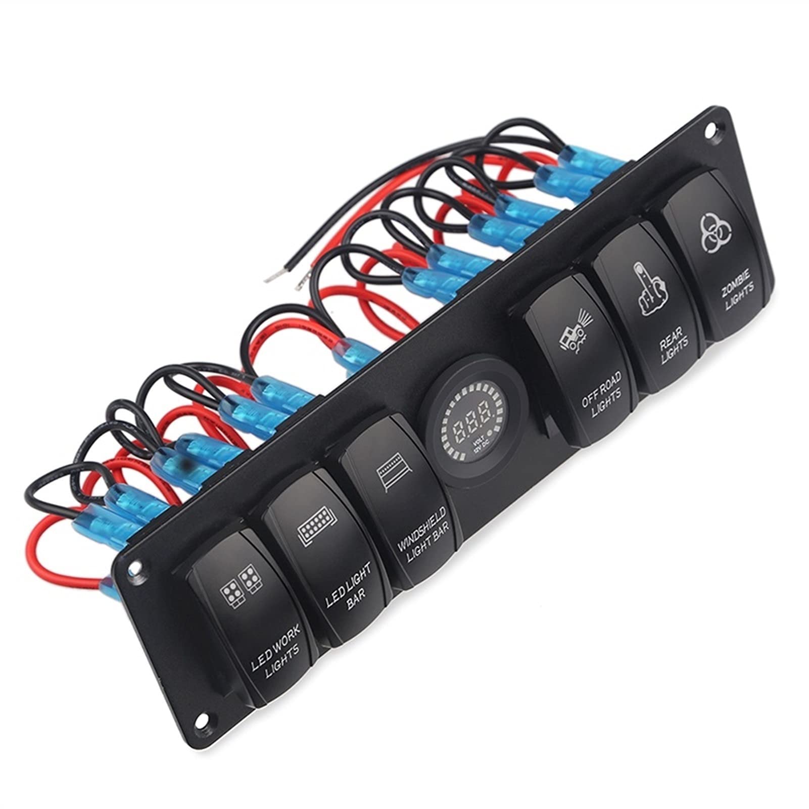 MUEOSI for 6 Gang 12v 24v Wippschalter Auto Marine Boot Leistungsschalter Voltmeter Licht Wippschalter Panel Schaltung elektrische Schalttafel von MUEOSI