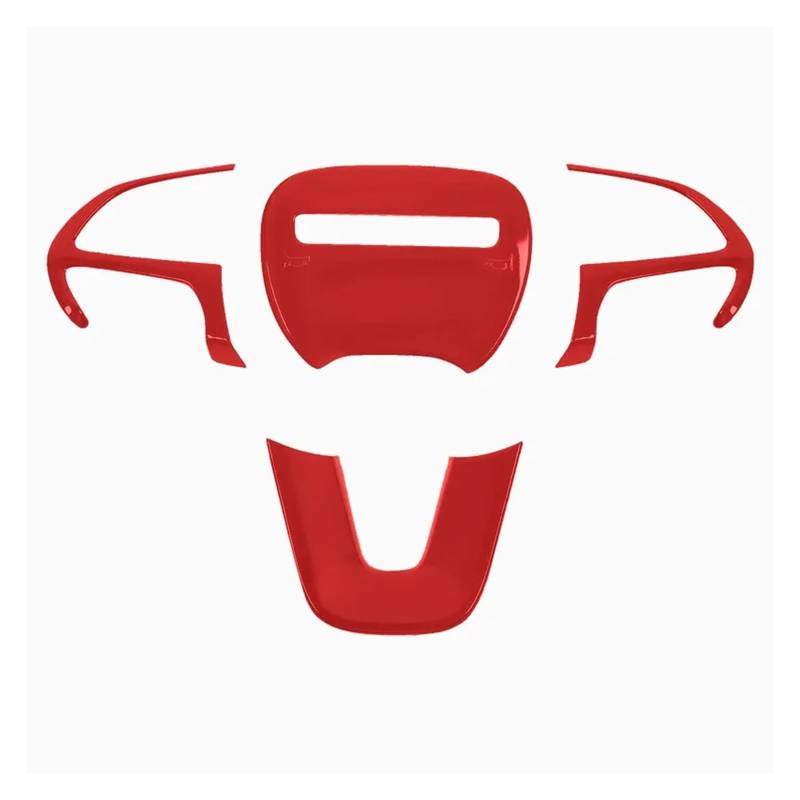 MUEOSI for Dodge, for Challenger Charger 2015–2021, Kohlefaser-Stil, ABS-Innenraum-Lenkradverkleidung, Knopfrahmen-Aufkleber-Dekoration Dekorativer Lenkradaufkleber(Red) von MUEOSI