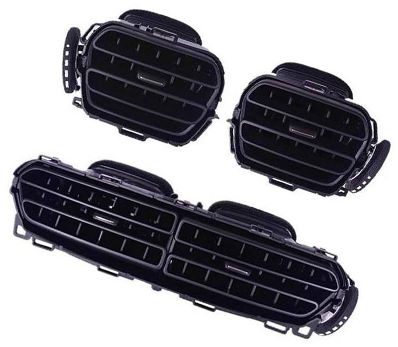 MUEOSI for Peugeot, 301, for Citroen, C3 Auto Front Central Air Outlet Vent Air Vent Klimaanlage Outlet AC Vent 96764765ZD 96772870ZD A/C-Entlüftungsabdeckung(Black 3pcs) von MUEOSI