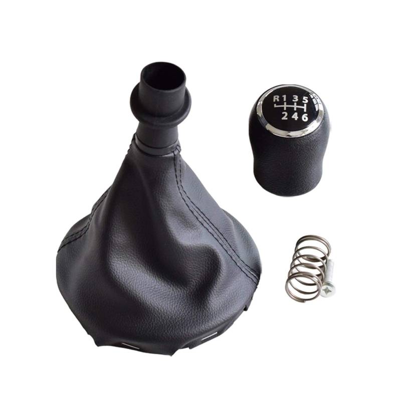 MUEOSI for VW, Transporter T5 T5.1 Gp 2003–2011 T6 5 6 Gang Schwarz Silber Panel Autozubehör Schaltknauf Gamasche Manschette Auto-Schaltknauf(6 Speed Black) von MUEOSI