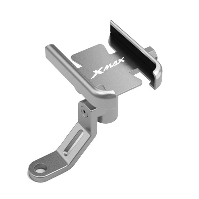 MUFENGparts Für Yamaha Xmax 125 250 300 400 Motorrad CNC Zubehör Rückspiegel Handy Halter GPS Halterung Stehen(Mirror Type Silver) von MUFENGparts