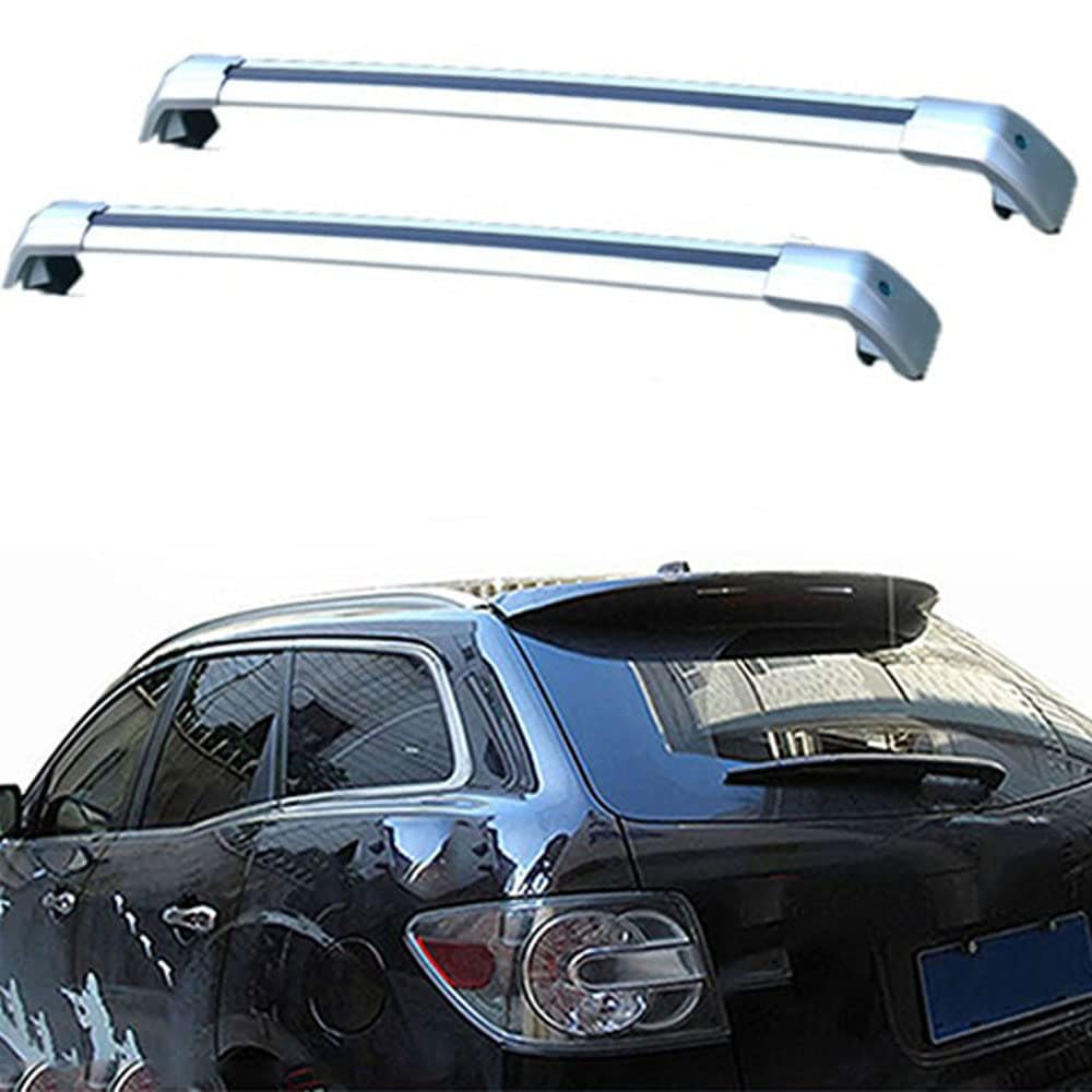 Auto Dachträger, für Mazda - CX-7 CX7 SUV 2006-2016 Dachreling, Rack Gepäck Querträger Relingträger Gepäckablage Car Zubehör,Geringe Windgeräusche,Silver von MUGONGWEI
