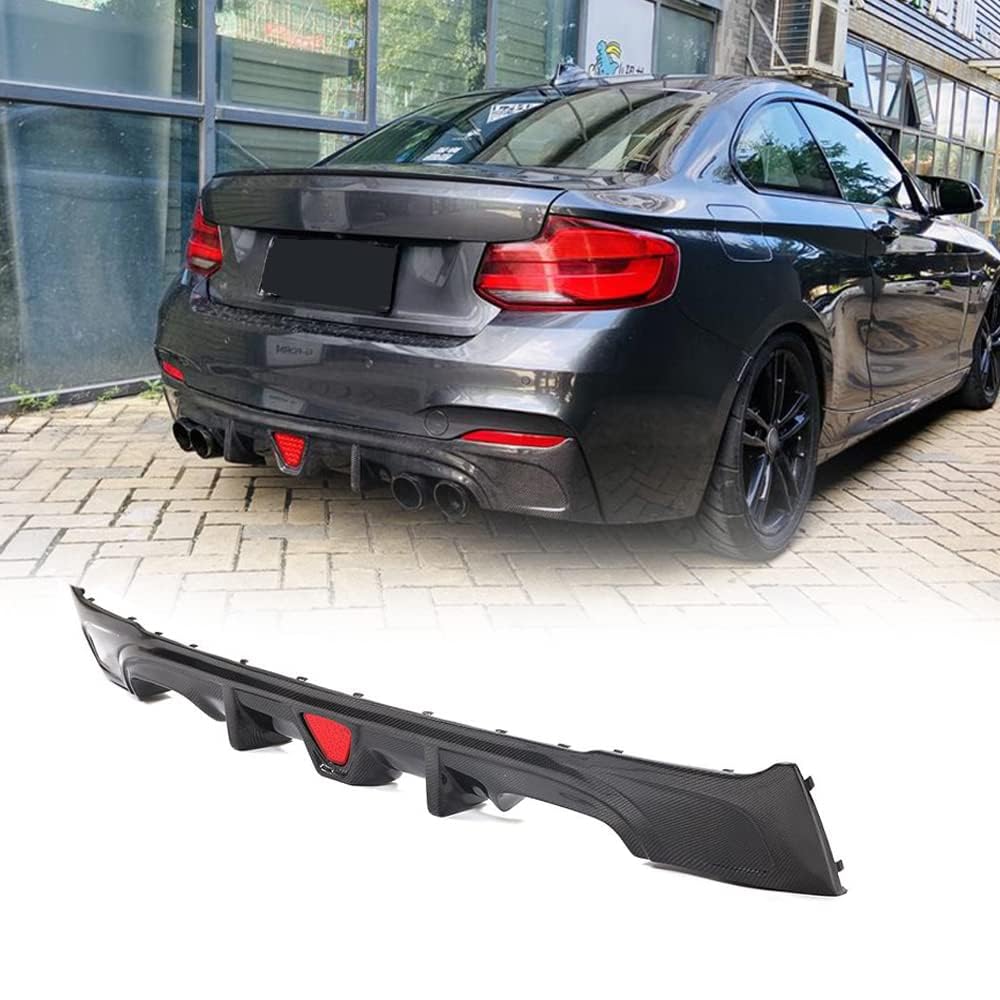 Auto Heckschürze Lippe Diffusor für BMW 2 Series F22 F23 M Sport 230i 235i 240i M Tech Coupe 2-Door 2014-2019 Carbon Fiber, Lippe Spoiler Heckdiffusor Heckspoiler Stoßstange Schützen Abdeckung Zubehör von MUGONGWEI