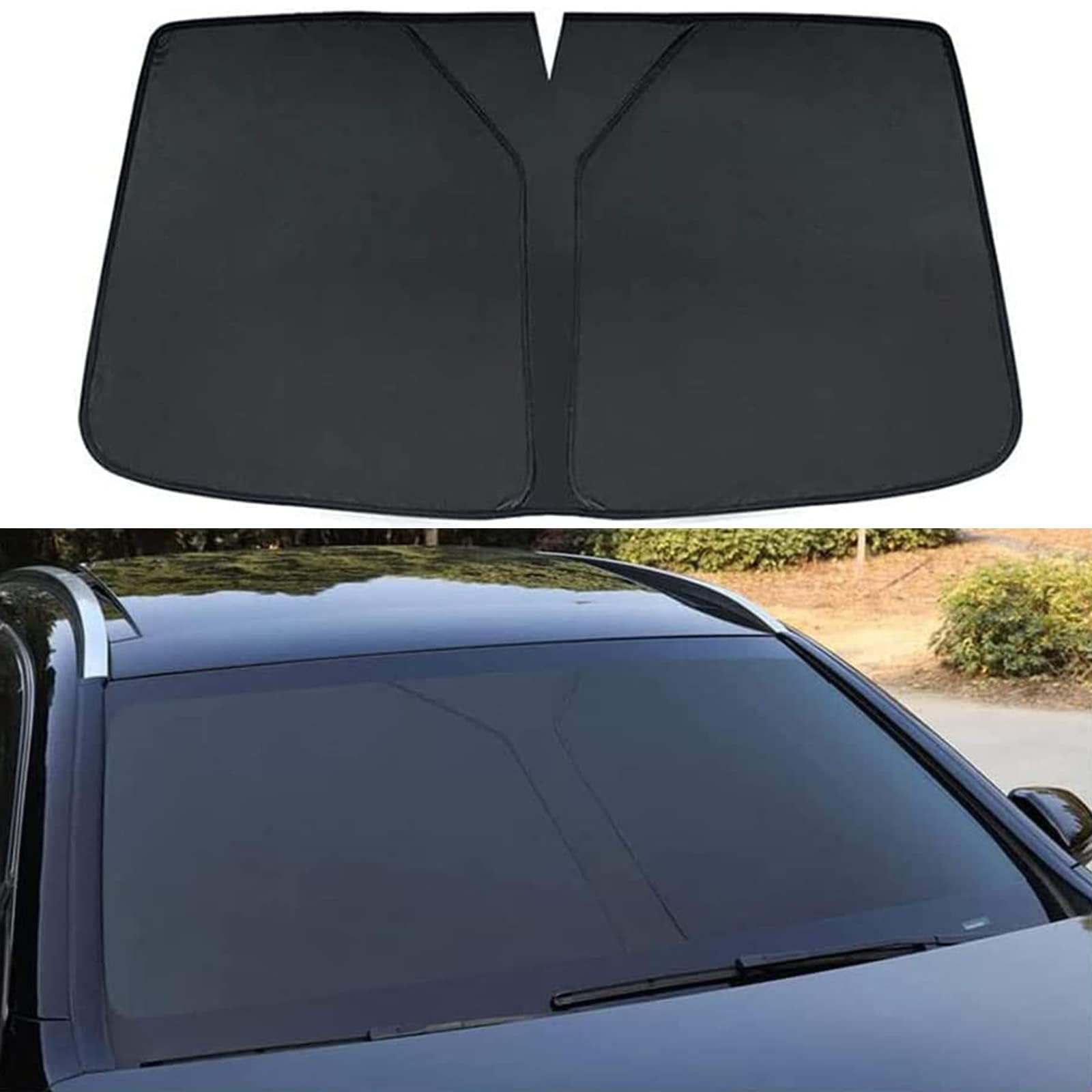 Auto Windschutzscheibe Sonnenschutz für Vw Tharu,Verdunkelung Faltbar und Tragbar Wärmeisolierung Windschutzscheiben-Innenzubehör,Black von MUGONGWEI