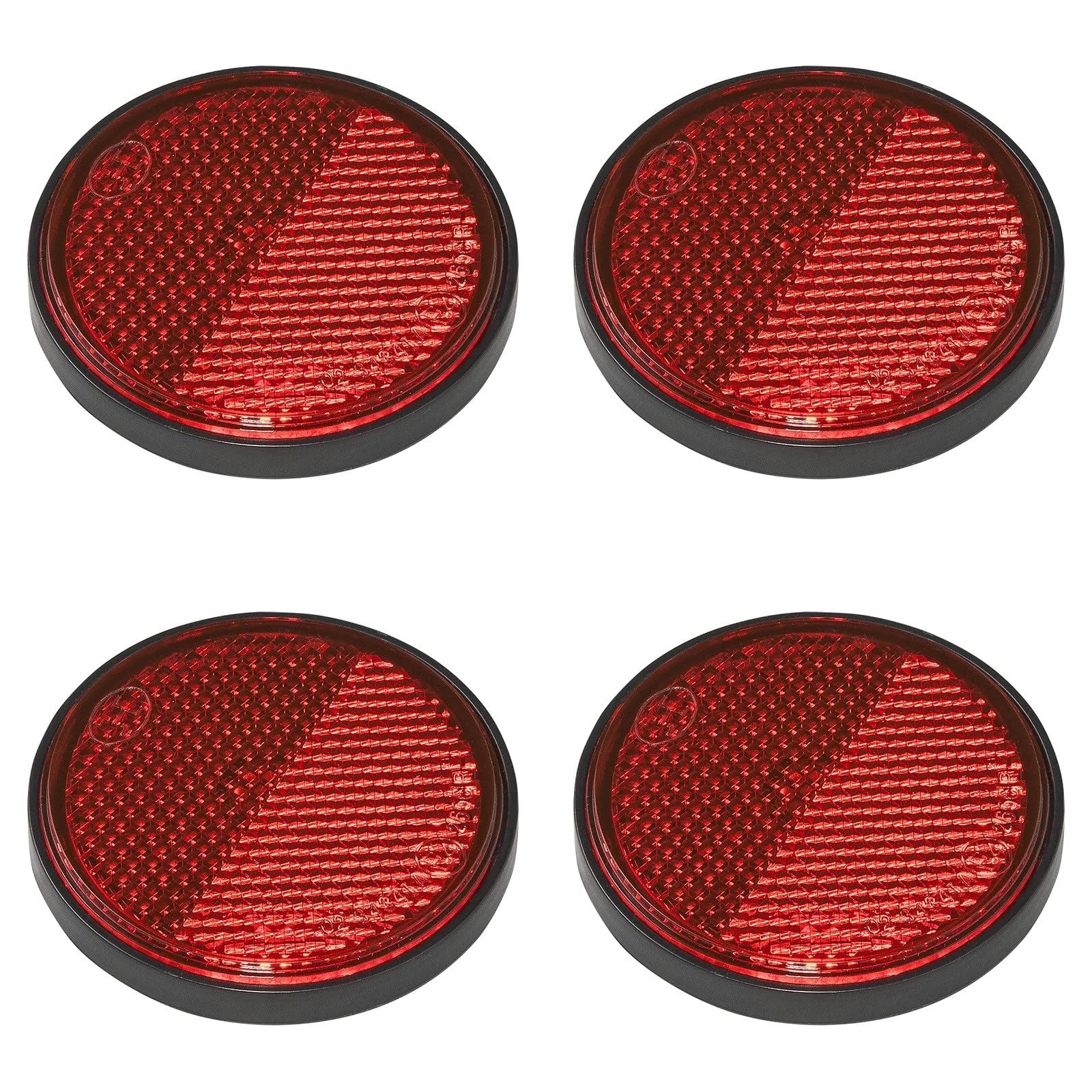 Multibros 4er Pack Reflektoren rot rund selbstklebend mit Grundplatte für mehr Sicherheit im Straßenverkehr - E4-geprüft, Ø 58mm von MULTIBROS