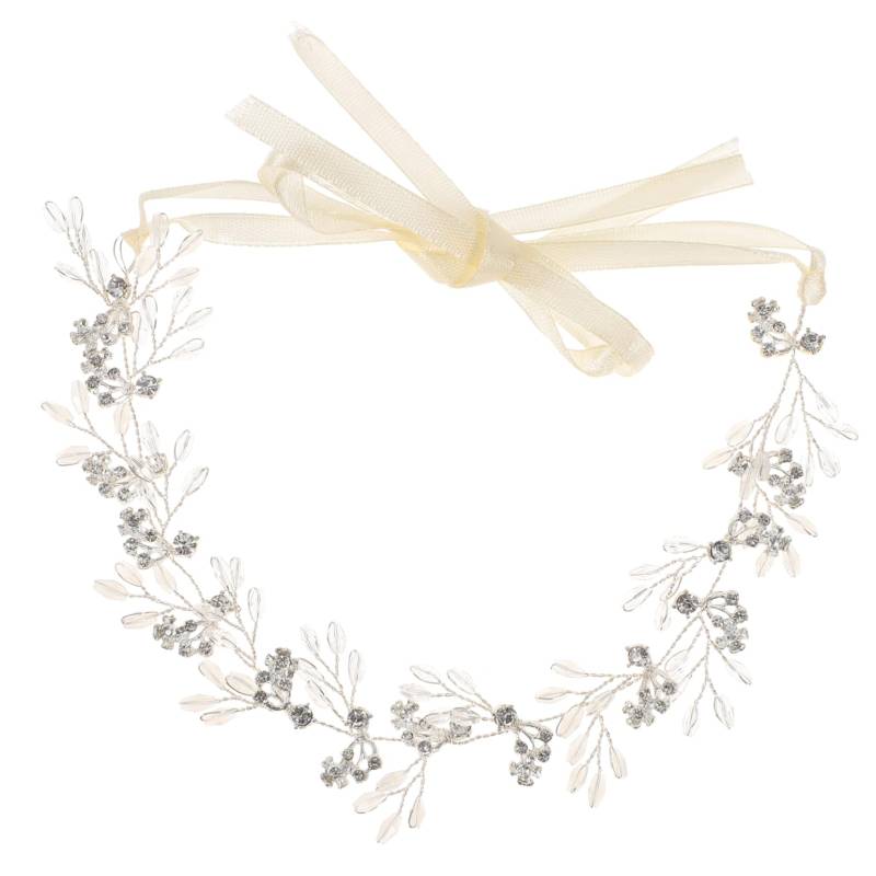 MUSISALY 1 Stück Weißer Kristall Handgefertigtes Stirnband Brauthaarschmuck Hochzeit Braut Tiara Kopfschmuck Braut Kopfschmuck Stirnbänder Braut Weißes Haarrankenhaarband von MUSISALY