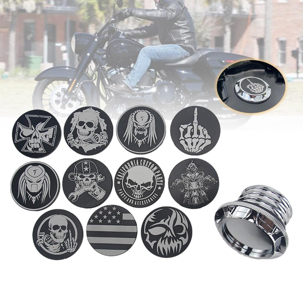 Kraftstoff tankdeckel Motorcycle Fuel Gas Tank Decorative Oil Cap for Ha&rley Davidson Sportster XL 1200 883 X48 Dyna Softail Touring FLHR Silver von MUTYNE