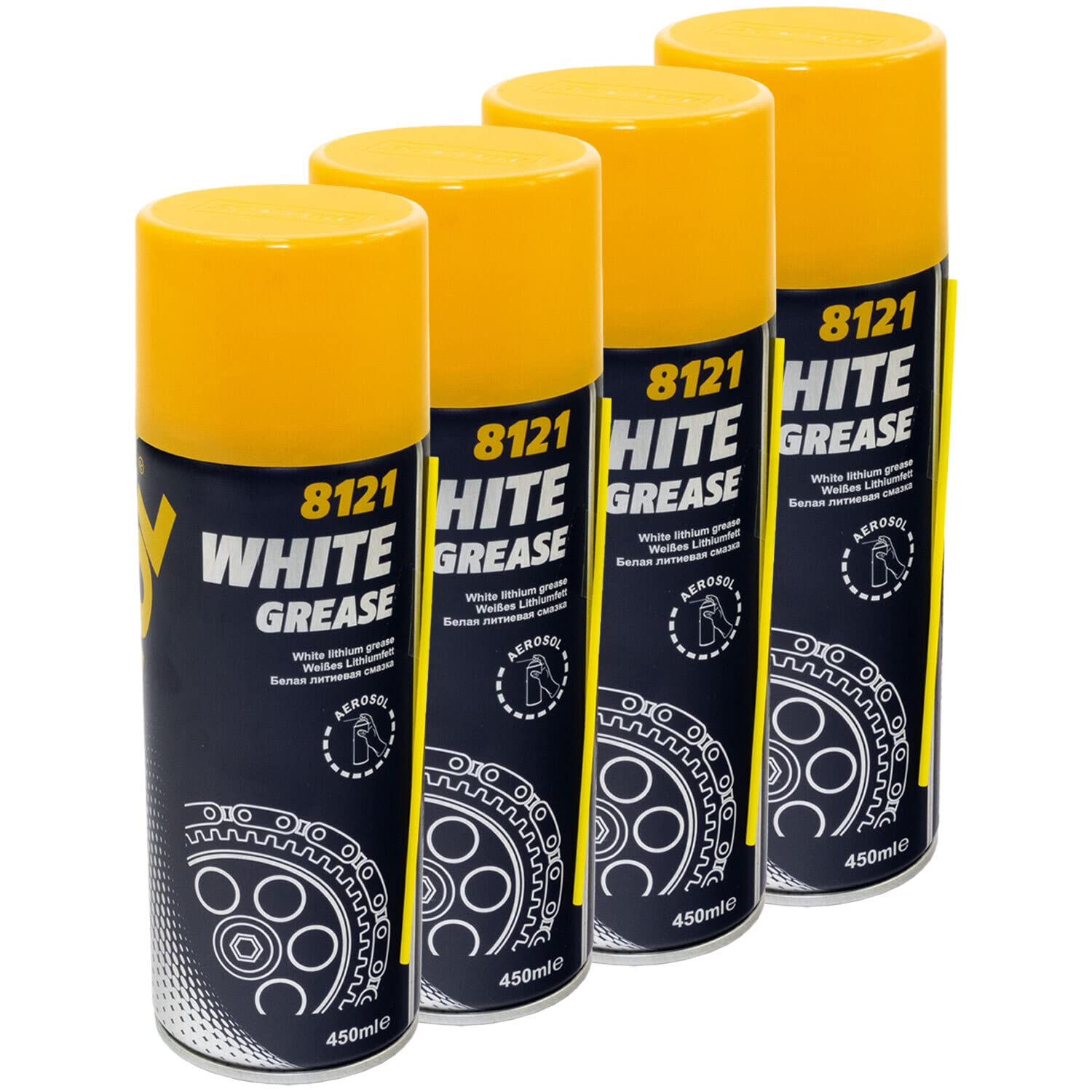 Kettenspray White Grease Sprühfett MANNOL 8121 4 X 450 ml von MVH Bockauf