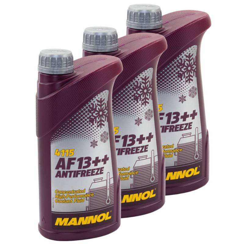 Kühlerfrostschutz Kühlmittel Konzentrat MANNOL AF13++ Antifreeze 3 X 1 Liter -40°C rot von MVH Bockauf