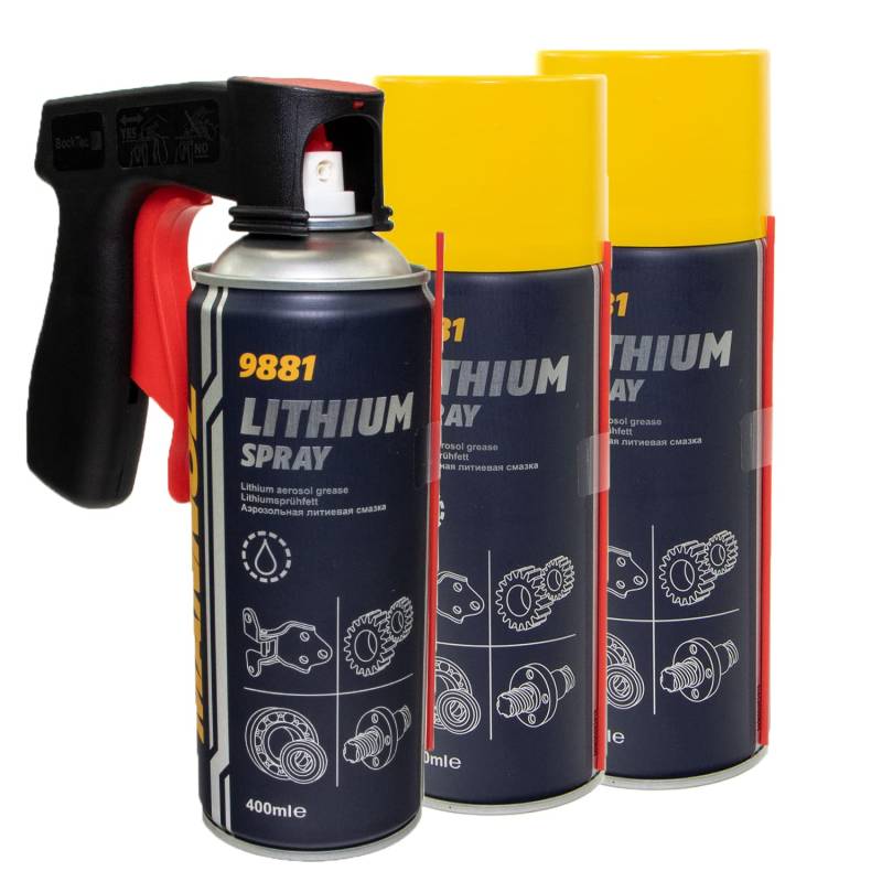 Lithium Spray Lithiumfett MANNOL 9881 3 X 400 ml mit Pistolengriff von MVH Bockauf