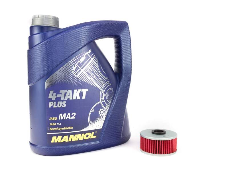 Motoröl Ölfilter HF144 Set SAE 10W-40 4 Liter für Yamaha FZR 600 XJ 550 600 650 700 750 900 XS 250 360 400 YX 600 YX600 von MVH Bockauf