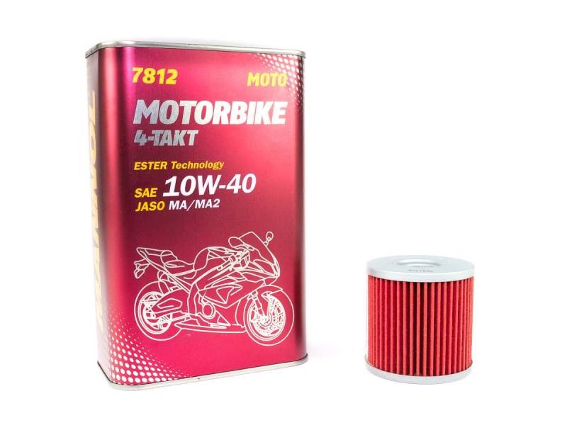 Motoröl Set 10W40 1 Liter + Ölfilter HF681 für Hyosung GT 650 GT650 GV 650 GV650 ST 700 ST700 von MVH Bockauf