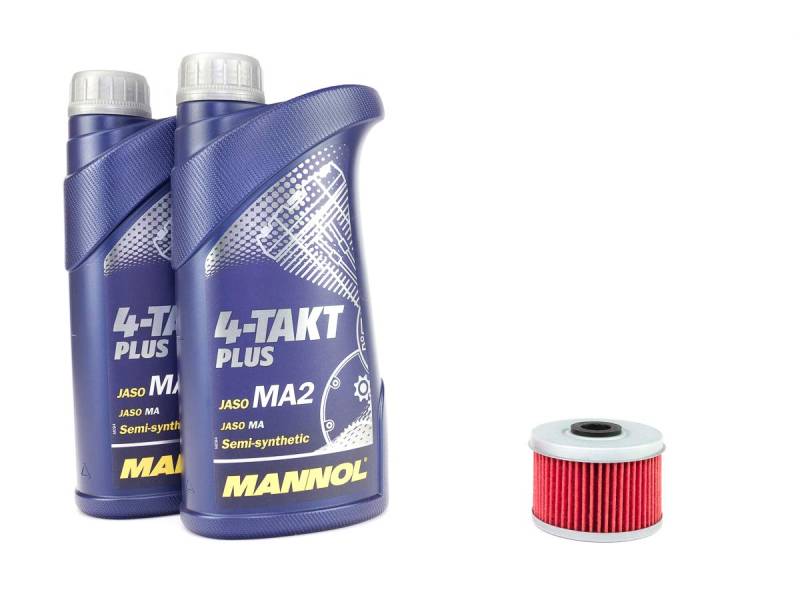 Motoröl Set 10W40 2 Liter + Ölfilter HF113 für Adly/Herchee H o n d a ATV 300 Hurricane 500 TRX 300 350 400 450 500 VT 125 XL 125 von MVH Bockauf