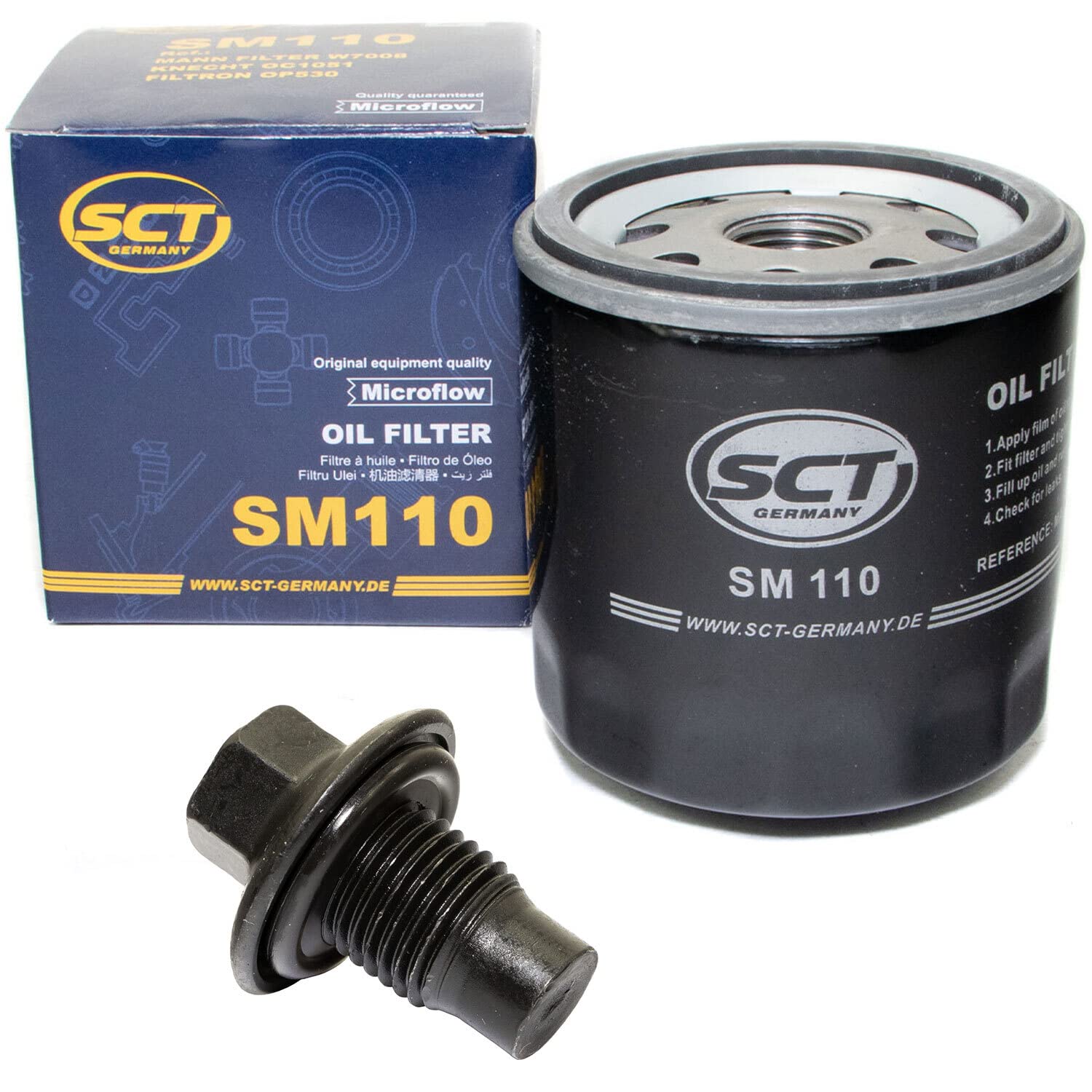 Ölfilter Motor Öl Filter SCT SM110 + Ölablassschraube 21096 von MVH Bockauf