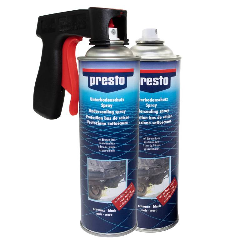 Unterbodenschutz Steinschlag Spray schwarz Presto 2 X 500 ml mit Pistolengriff von MVH Bockauf