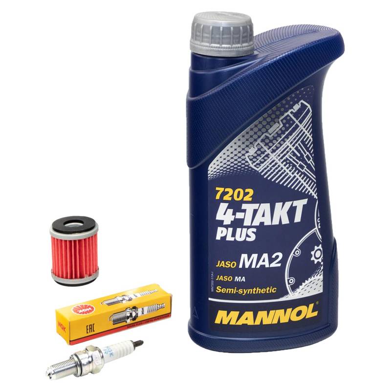 Wartungspaket Öl 1L + Ölfilter + Zündkerze für Yamaha WR 125 R WR 125 X WR125 DE071 DE072 Bj 2009-2017 von MVH Bockauf