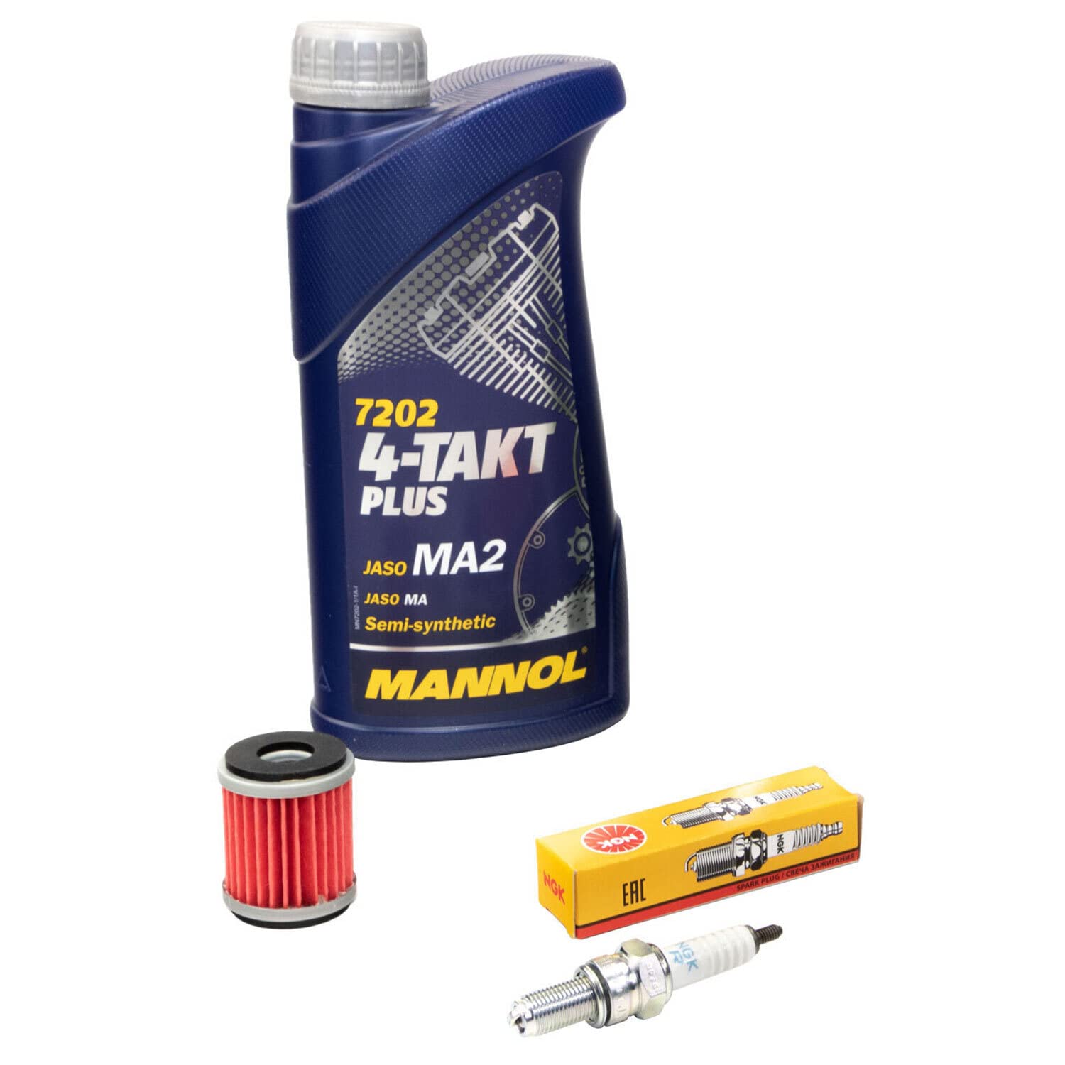 Wartungspaket Öl 1L + Ölfilter + Zündkerze für Yamaha YZF-R 125 YZF-R125 RE11 RE111 RE112 Baujahr 2014-2021 von MVH Bockauf