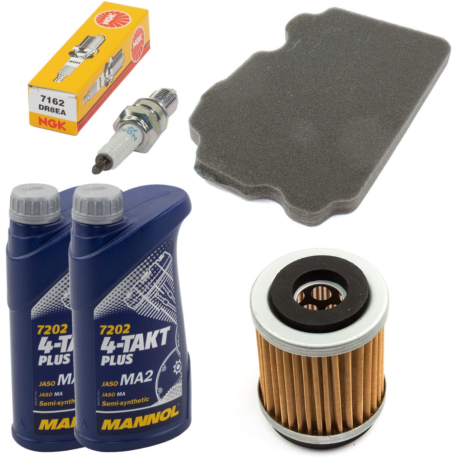 Wartungspaket Öl 2L + Luftfilter + Ölfilter + Zündkerze für Yamaha TW 125 TW 200 TW125 TW200 Trailway Baujahr 1987-2015 von MVH Bockauf