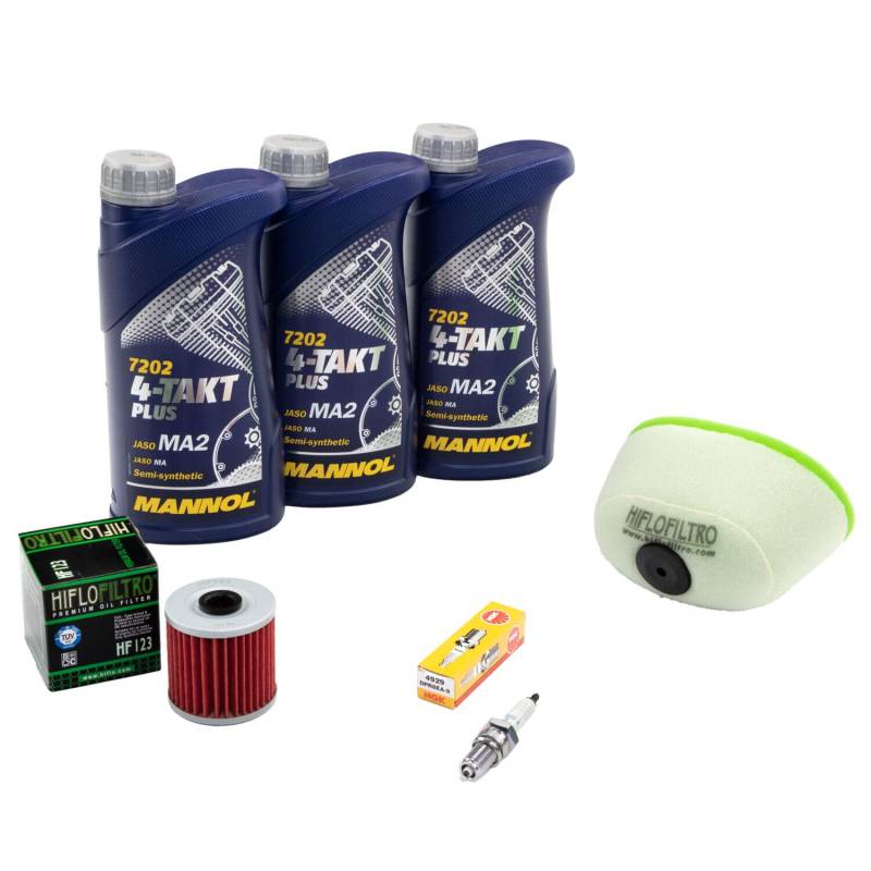 Wartungspaket Öl 3L + Luftfilter + Ölfilter + Zündkerze für Kawasa ki KLX 650 C KLX650 C LX650C Baujahr 1993-1996 von MVH Bockauf