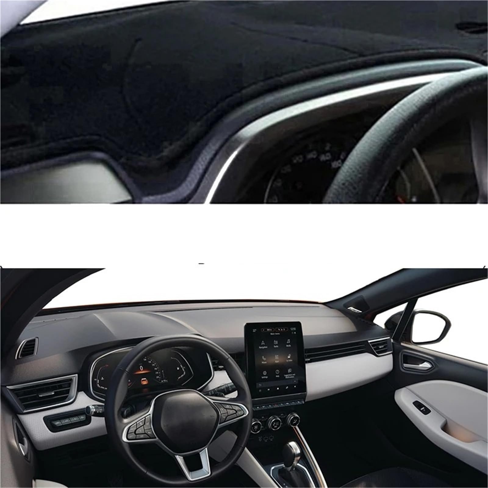 Armaturenbrett Sonnenschutz Pad Für Clio 5 2018-2022 2023 2024 2025 Center Console Protector Teppich Dashmat Sonnenschutz Auto Dashboard Abdeckung(Left-Black) von MWCMAMBG