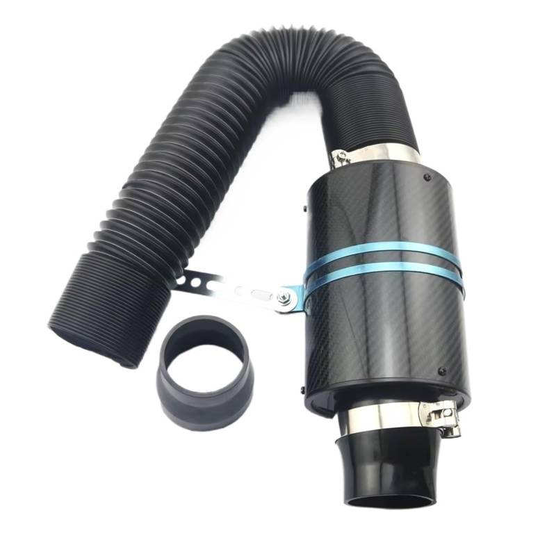 Auto Ansaugrohr 1 Set 3 Zoll Carbon Fibre Auto Kaltluftfilter Feed Geschlossenen Intake Induktion Rohr Schlauch Kit Universal Auto Lufteinlass Ansaugschlauch(Schwarz) von MWCMAMBG