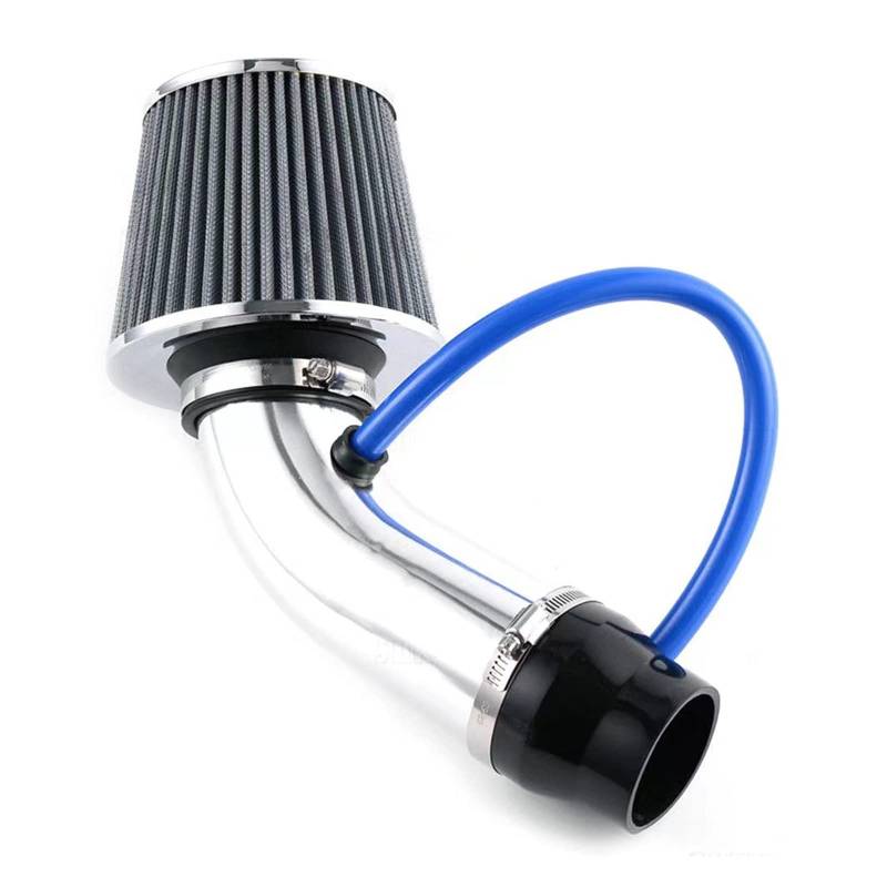 Auto Ansaugrohr 3" 76mm Universal Auto Umgerüstet Winter Pilzkopf Luftfilter Ansaugrohrfilter High Flow Luftfilter Aluminium Rohr Kit Auto Lufteinlass Ansaugschlauch(Silber) von MWCMAMBG