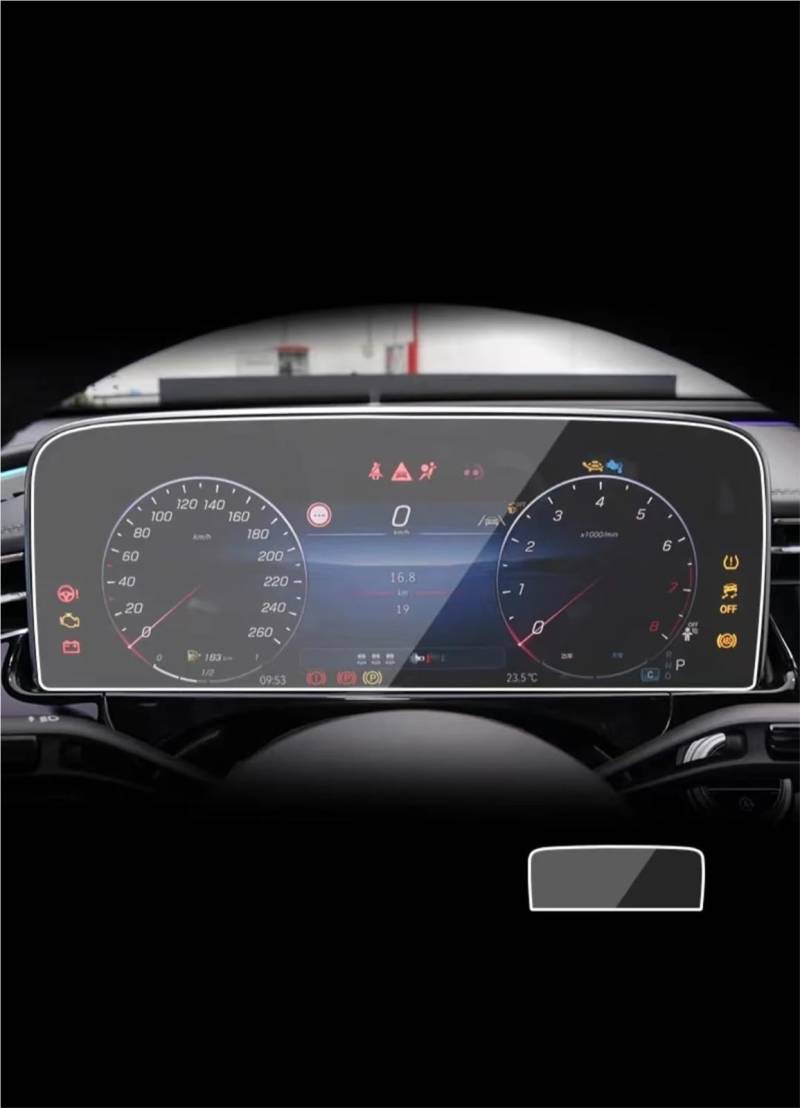 GPS-Displayschutz Für Benz Für E-klasse 2024 Auto GPS Navigation Center Touch Und Dashboard Gehärtetem Glas Screen Protector Film GPS-Navigations-Displayschutz(Dashboard) von MWCMAMBG