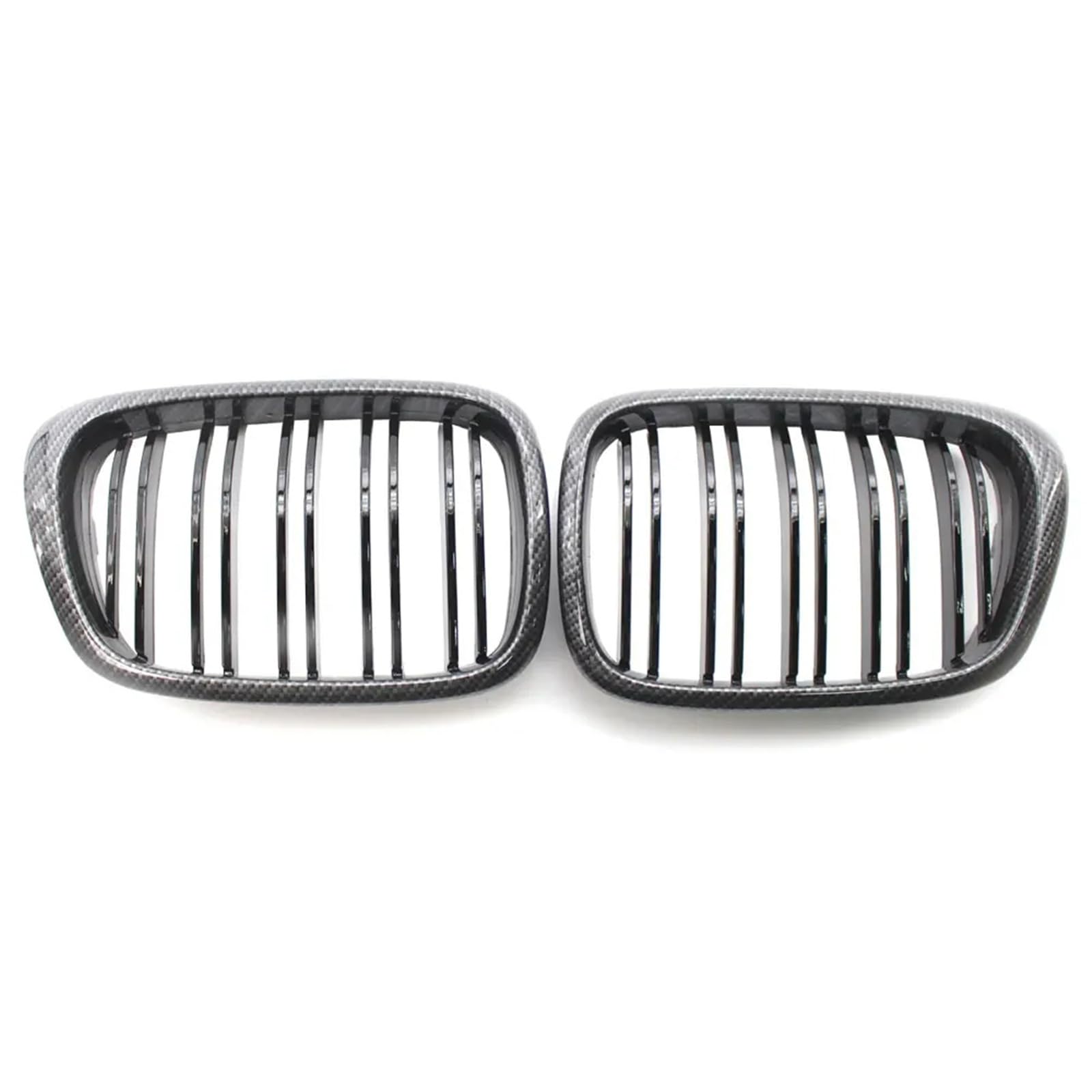 Kühlergrill Vorne Für E39 Für M5 Serie 1997 1998 1999 2000 2001 2002 2003 520i 525 530 2 Stück Auto Vorne Schwarz Breite Niere Grill Front Kühlergrille(Carbon-Fiber) von MWCMAMBG