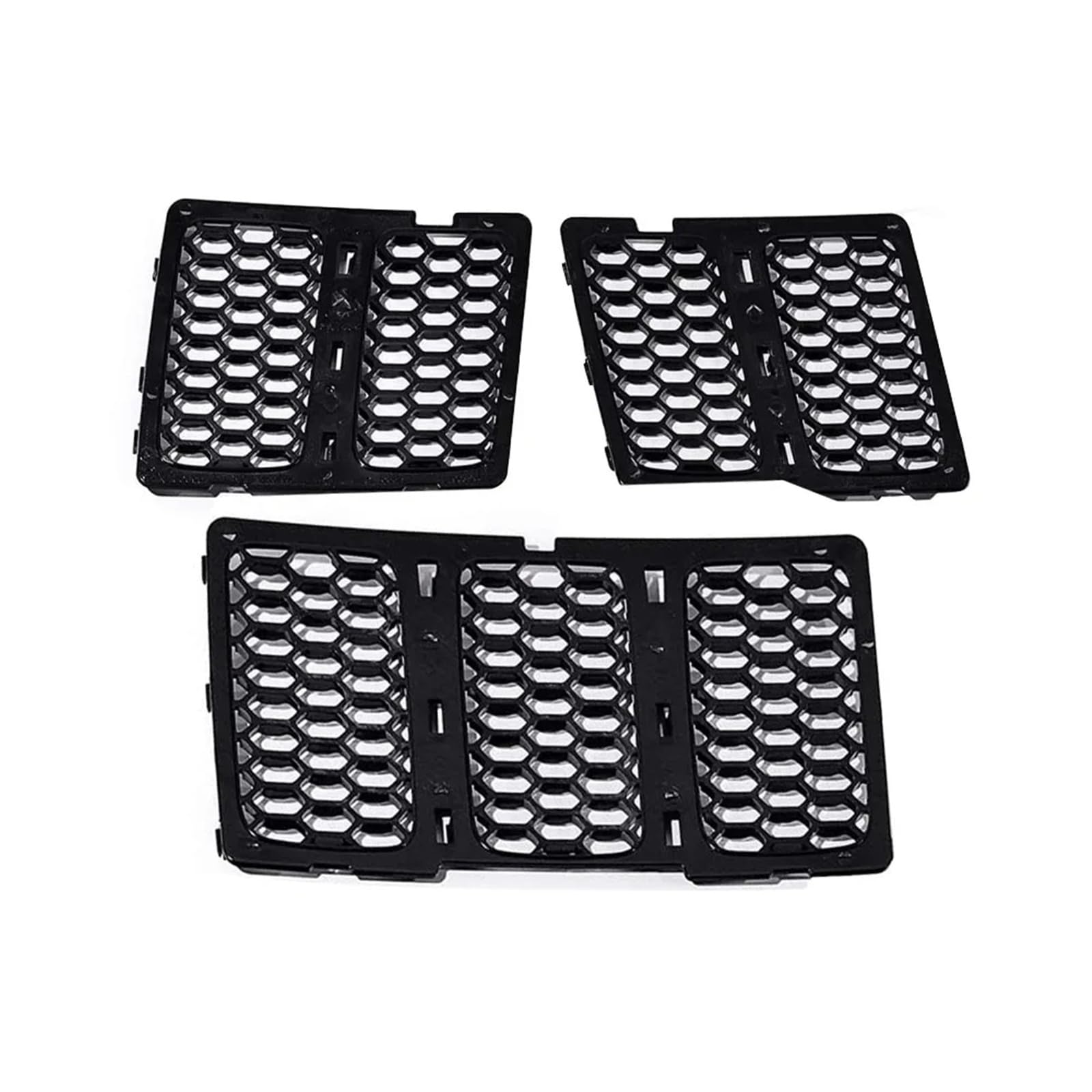 Kühlergrill Vorne Für Jeep Für Grand Für Cherokee 2014-2016 3-teilig Mattschwarz Silber Einsatz Mesh Grille Insert Kit Frontgrilleinsätze Ziergitter Front Kühlergrille(Schwarz) von MWCMAMBG