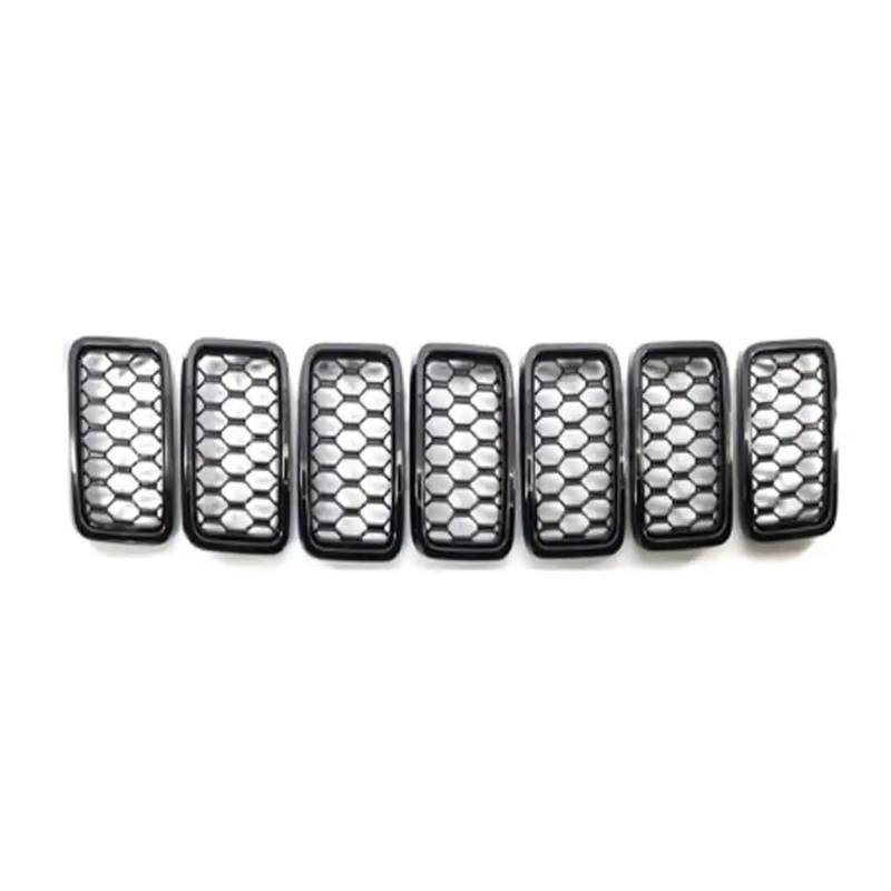 Kühlergrill Vorne Für Jeep Für Grand Für Cherokee 2017 2018 2019 2020 2021 Kühlergrill Grill Mesh Inser Abdeckung Trim Decor Front Kühlergrille(Gloss-Black) von MWCMAMBG