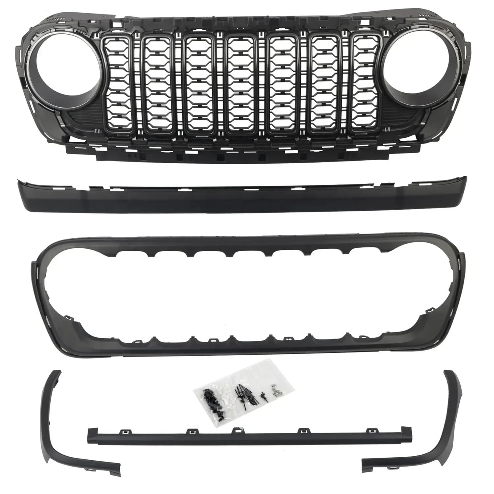 Kühlergrill Vorne Für Jeep Für Wrangler JL Für Gladiator JT Für JL1300 2018-2023 2024 20th Anniversary Style Grid Grill Guard Kein Kameraloch Front Kühlergrille von MWCMAMBG