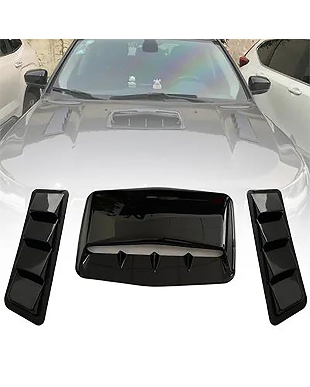 Auto Lufteinlass Auto Center Side Air Flow Intake Hood Scoop Vent Bonnet Dekorative Abdeckungen Air Outlet Hood Außen Universal Zubehör Entlüftungsblende Abdeckung(3pcs Balck) von MXDDWLKJ