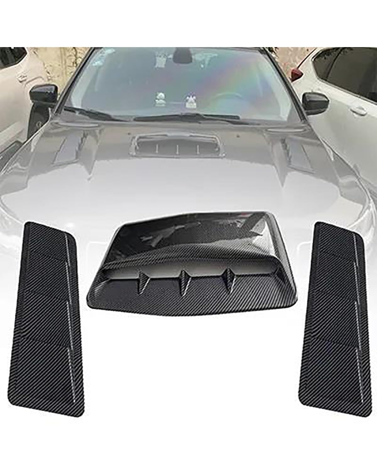 Auto Lufteinlass Auto Center Side Air Flow Intake Hood Scoop Vent Bonnet Dekorative Abdeckungen Air Outlet Hood Außen Universal Zubehör Entlüftungsblende Abdeckung(3pcs Carbon Fiber) von MXDDWLKJ