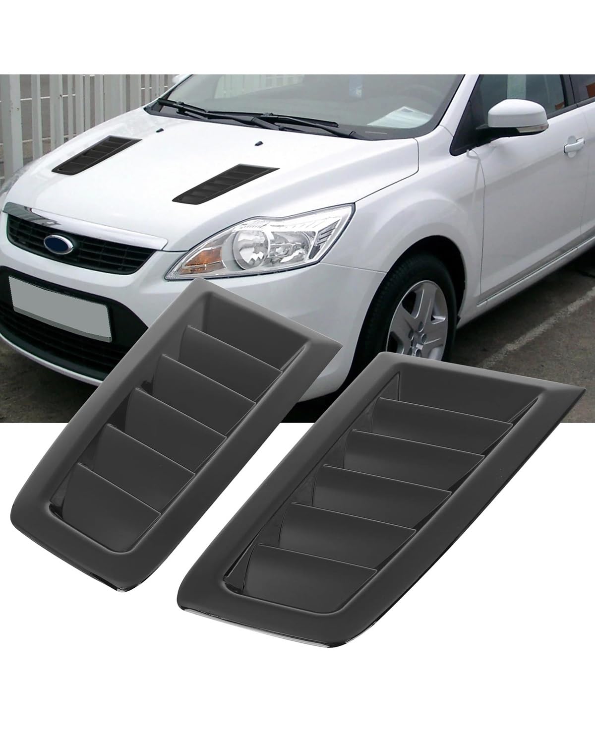 Auto Lufteinlass Für Ford Für Focus MK2 MK3 2004-15 Air Flow Intake Dekorative Scoop Bonnet Vent Hood Cover Hood Scoop Entlüftungsblende Abdeckung(Glossy Black) von MXDDWLKJ