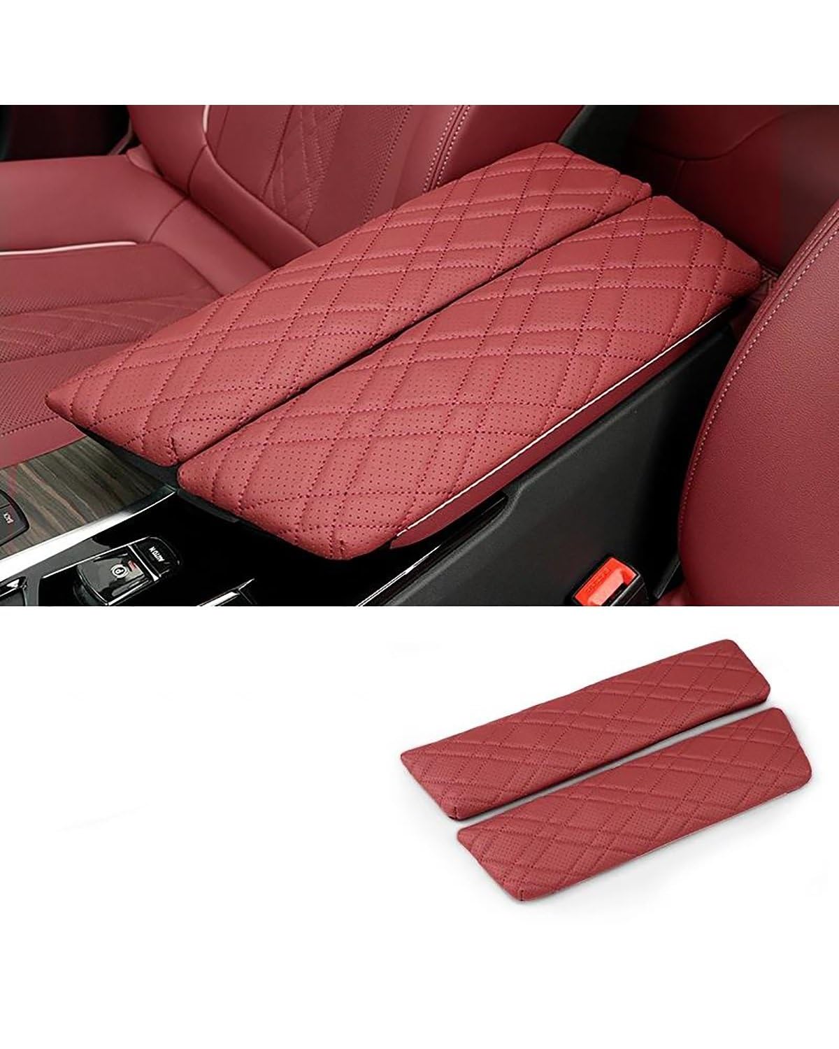 Voiture Accoudoirs Boîte Für 5 Series G30 G32 6GT 2018 2019 2020 2021 2022 2023Auto Armlehne Box Abdeckung Kissen PU Leder Center Console Armlehne Schutz Pad Zubehör Voiture Console Centrale Boîte(Red von MXDDWLKJ