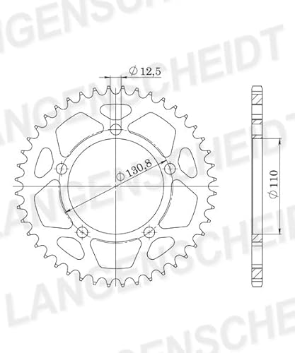 Kettenrad Supersprox 525 LK 130,8mm Ø 110mm 47Z 5-Loch Stahl schwarz von MXT