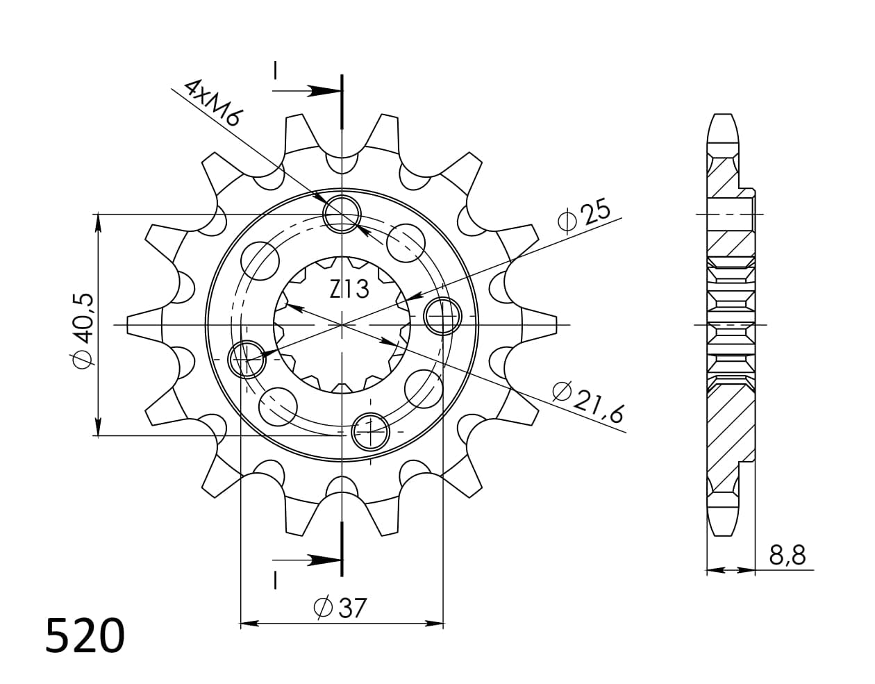 Ritzel Supersprox 520 14Z von MXT