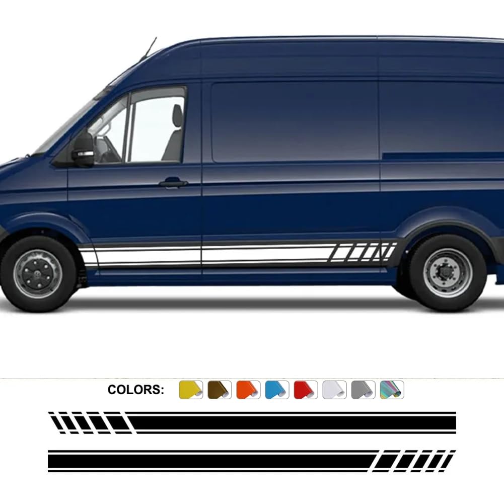 2Pcs Auto Aufkleber, für VW Crafter Streifen Sport Styling Grafik Camper Van Vinyl Dekor Aufkleber Auto Tuning Zubehör von MXYDDP