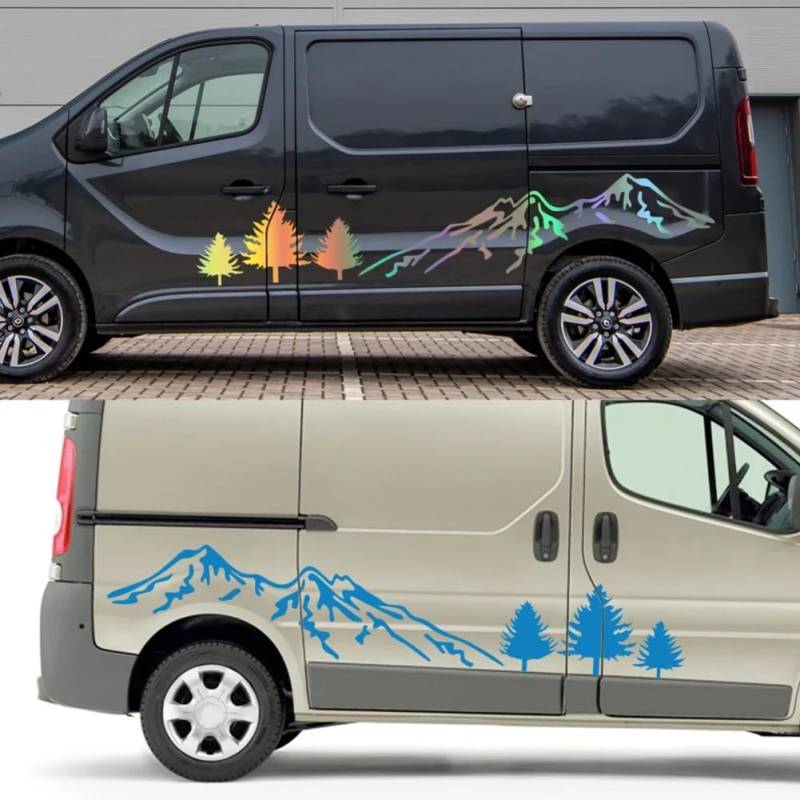 Auto Berge Grafik Aufkleber, für Renault Trafic Camper Van Wohnmobil Karosserie Beide Seite Dekor Vinyl Film Aufkleber Zubehör von MXYDDP