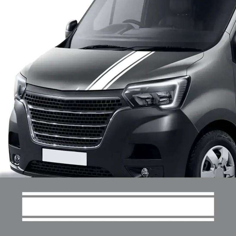 Auto Motorhaube Aufkleber, für Renault Master 2 3 4 Van Camper Sport Streifen Motorabdeckung Grafik Vinyl Aufkleber Tuning Zubehör von MXYDDP